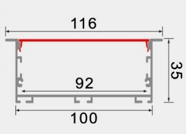 LEDCORP® Customized Aluminum Profile Recessed/Embedded/Reture Groove for Linear Light Assembly for office