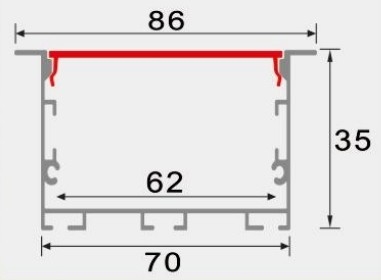 LEDCORP® Customized Aluminum Profile Recessed/Embedded/Reture Groove for Linear Light Assembly for office